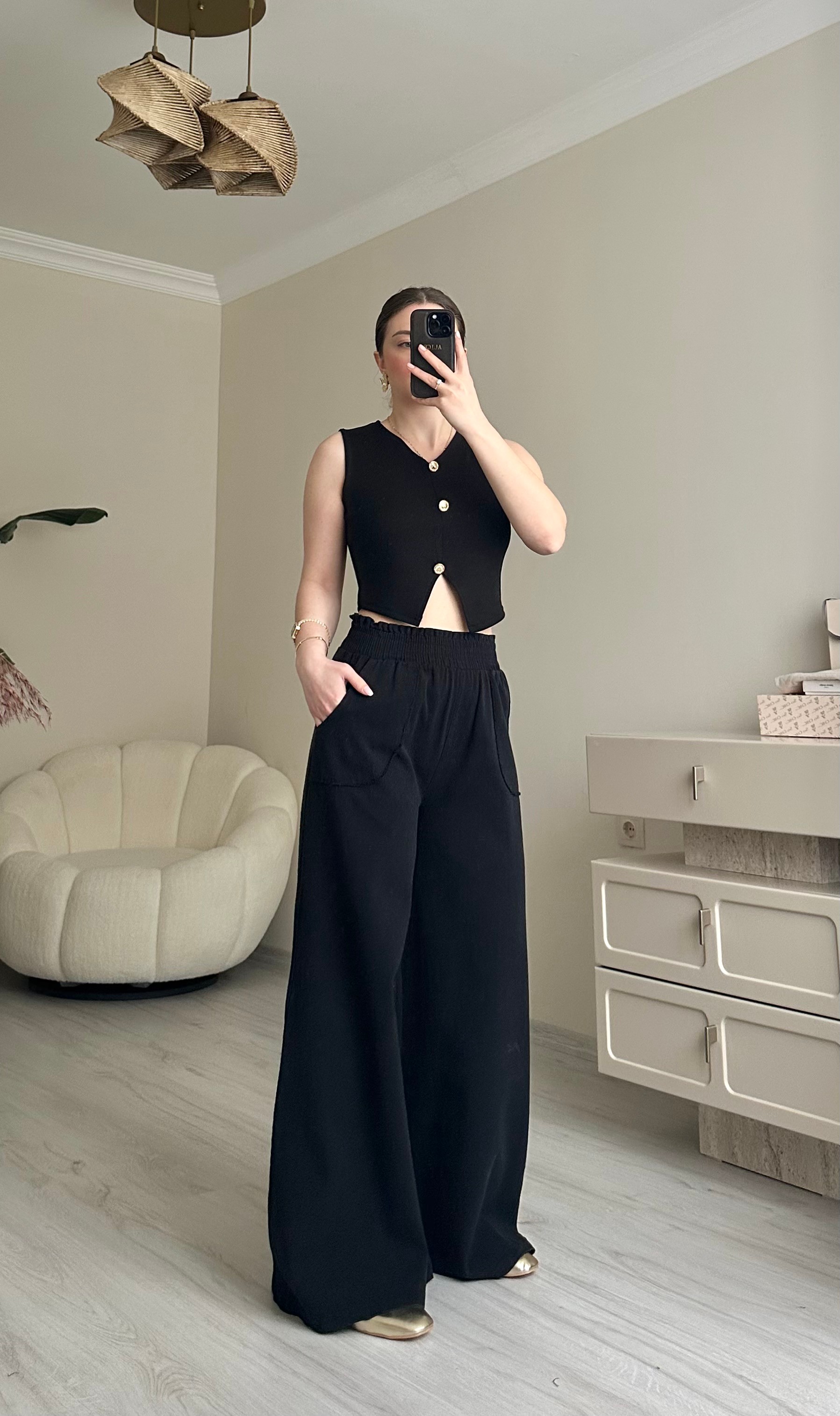 Gabardin Maxi Bol Paça Pantolon