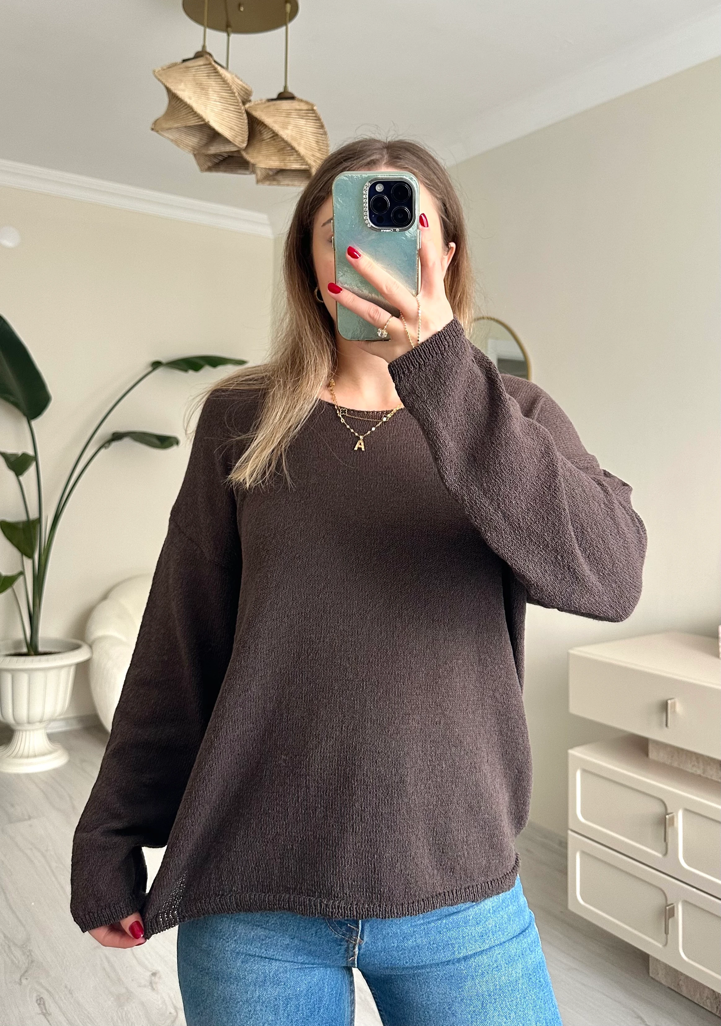 Kayık Yaka Basic Oversize Kazak