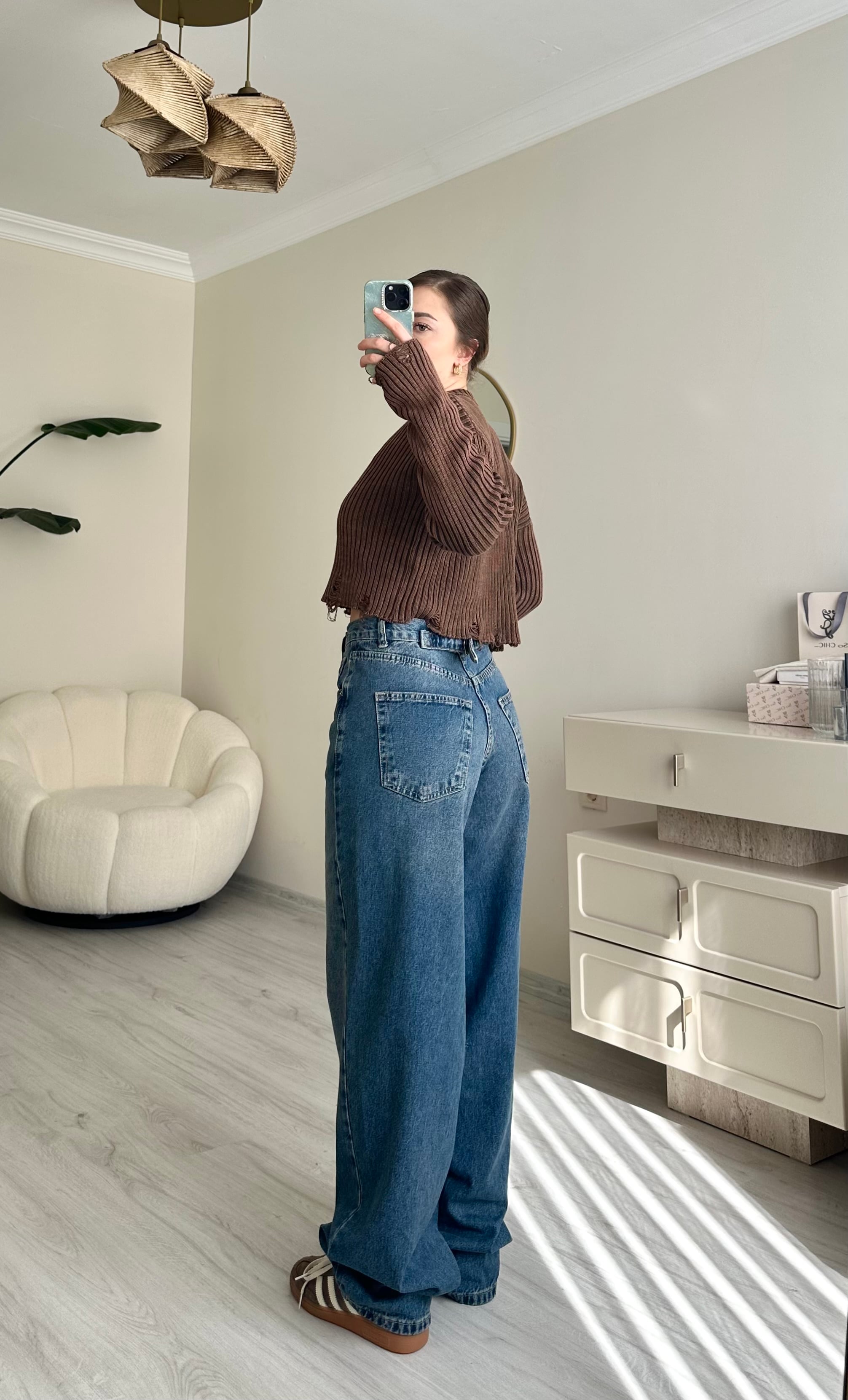 Bel Kemer Detay Boyfriend Yıkamalı Baggy Jean