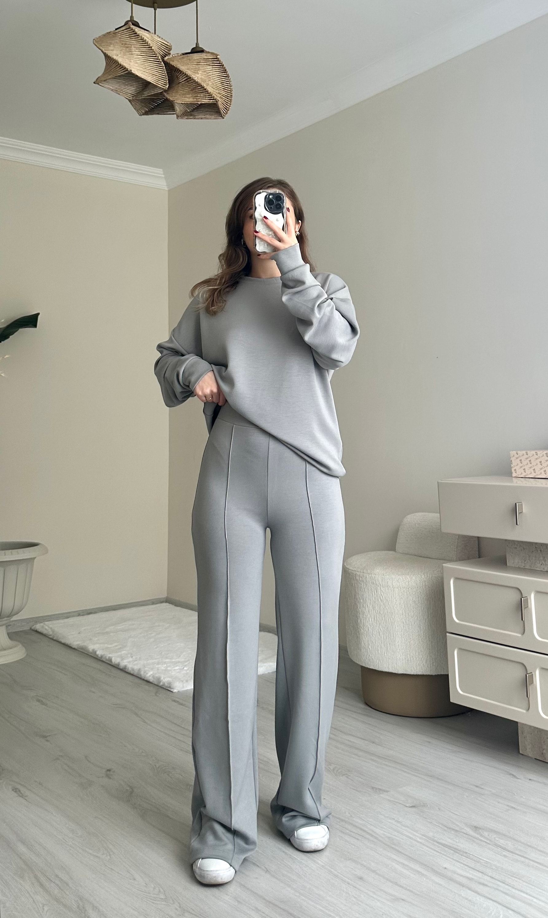 Oys Modal Kumaş Oversize Takım - Açık Gri