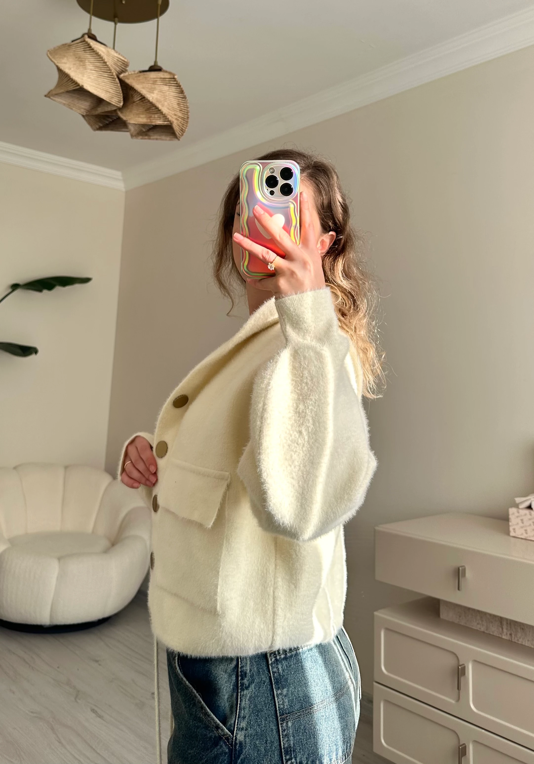 Premium Kapşonlu Gold Düğme Detay Sakallı Ceket