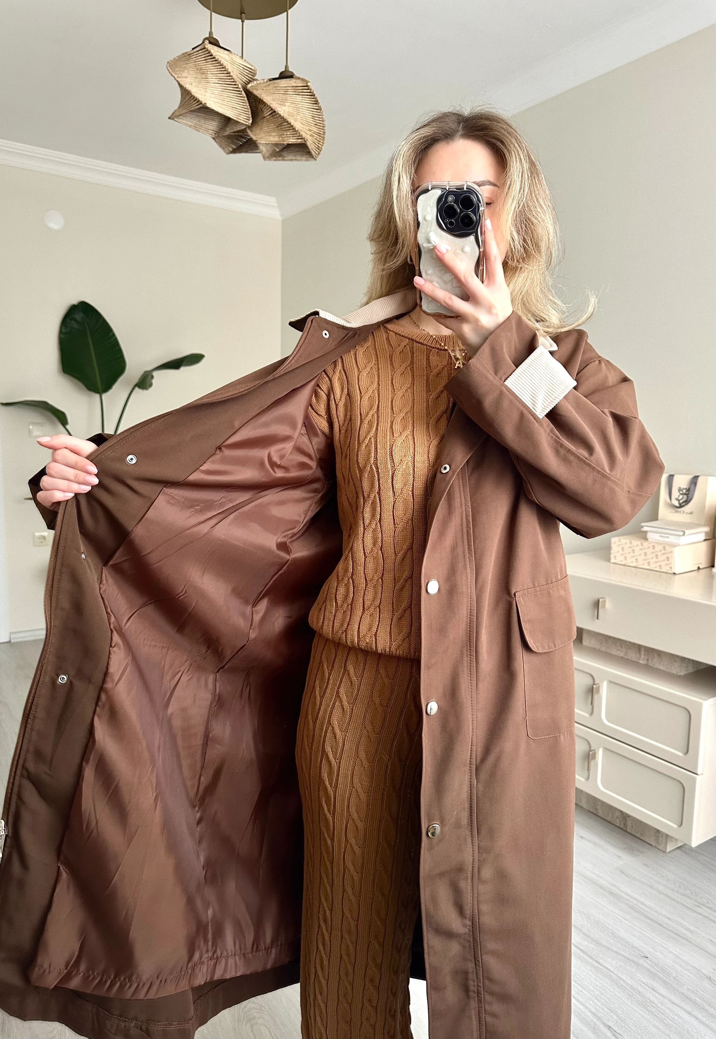 Marka Fitilli Kadife Yaka Trençkot