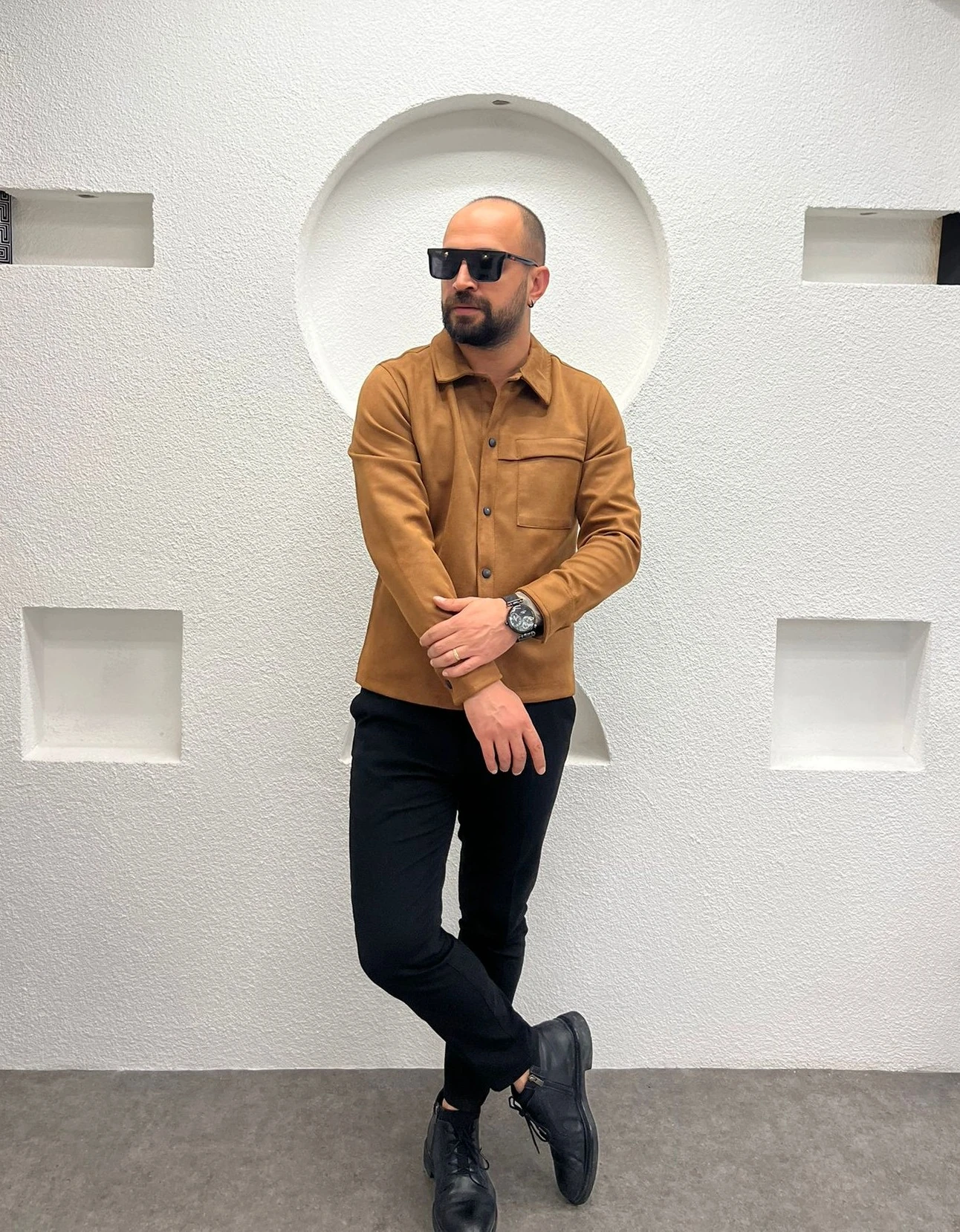 Nubuk Tek Kapama Cepli Erkek Taba Gömlek - Ceket