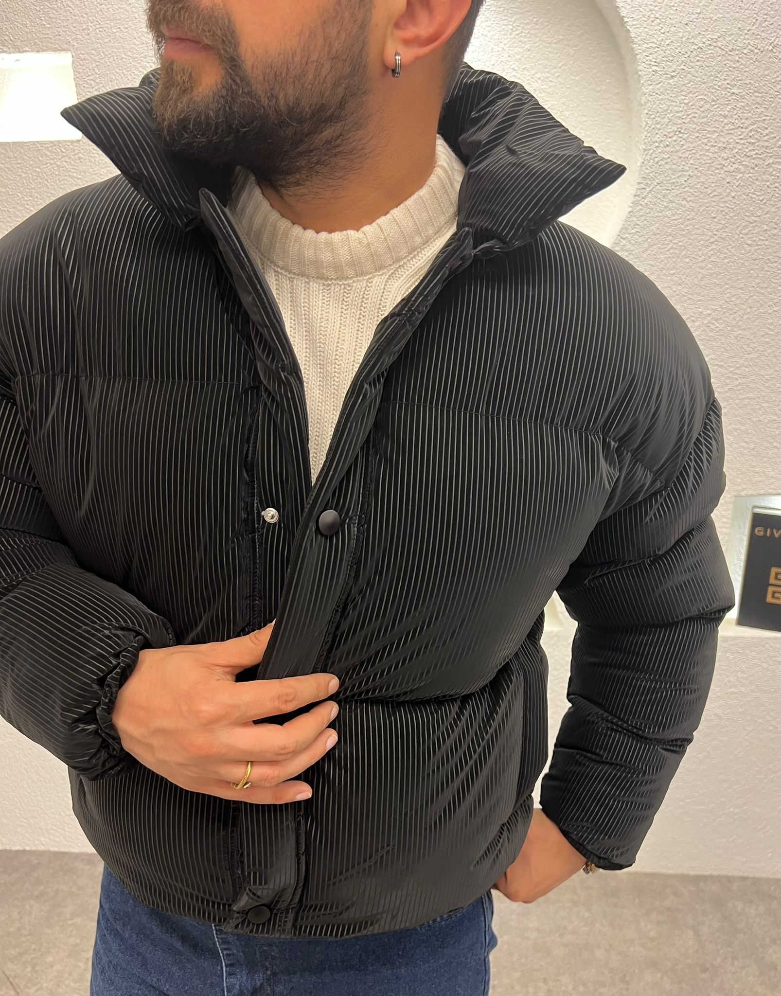 Şişme Desenli Crop Erkek Mont 