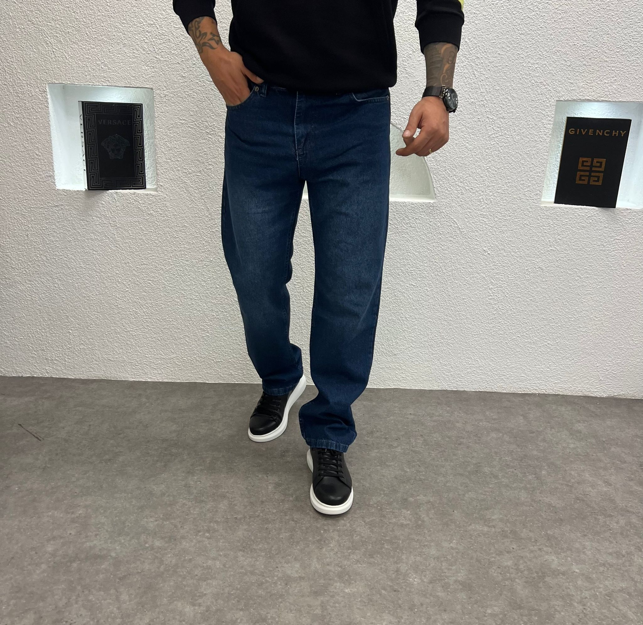 Baggy Kalıp Erkek Jean Mavi 