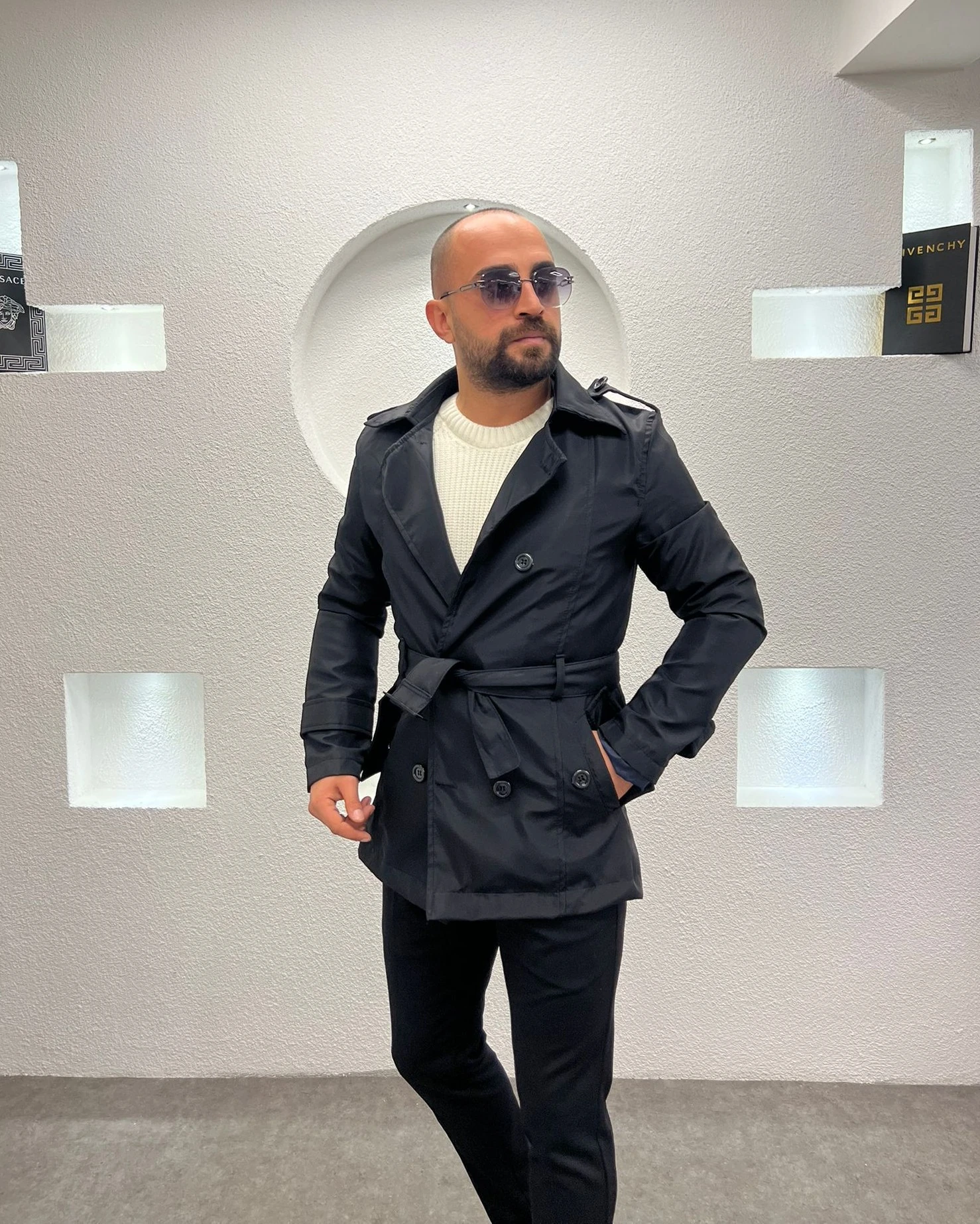 Choobie Erkek Slim Fit Astarlı Kemerli  Siyah Trençkot | Mevsimlik Şık ve Rahat Dış Giyim Modeli