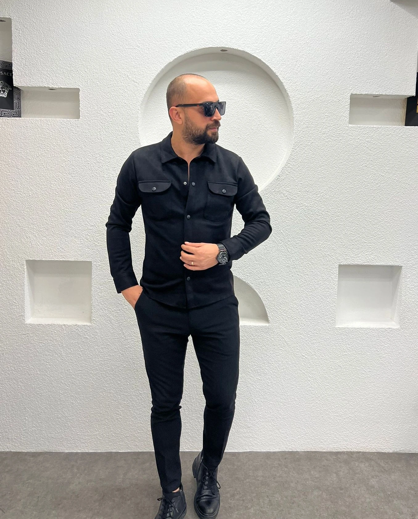 Nubuk Çift Cepli Erkek Siyah Gömlek - Ceket 