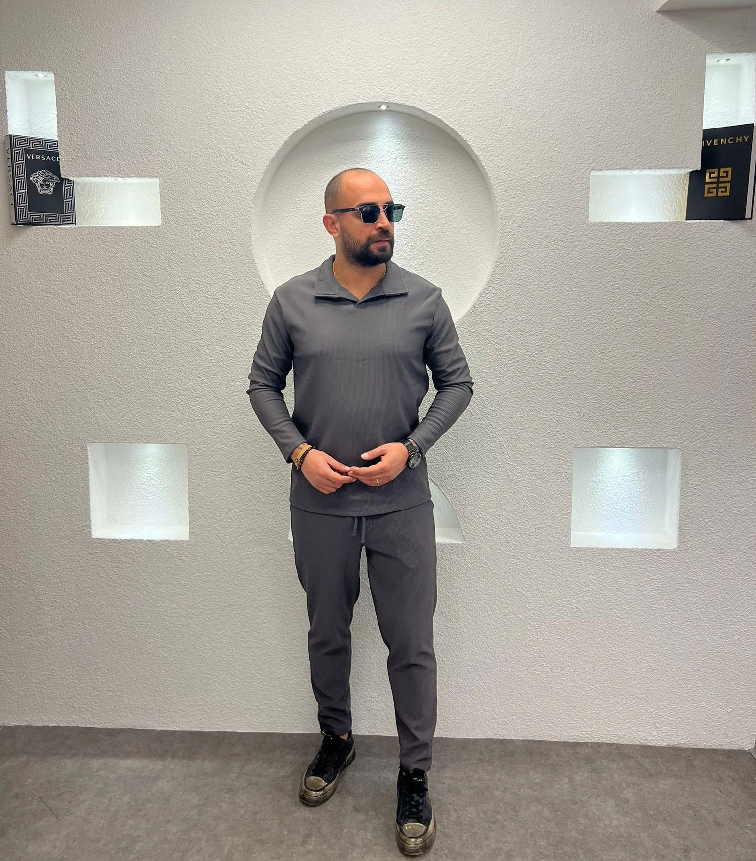 Slim Fit Polo Yaka Jogger Takım - Antrasit