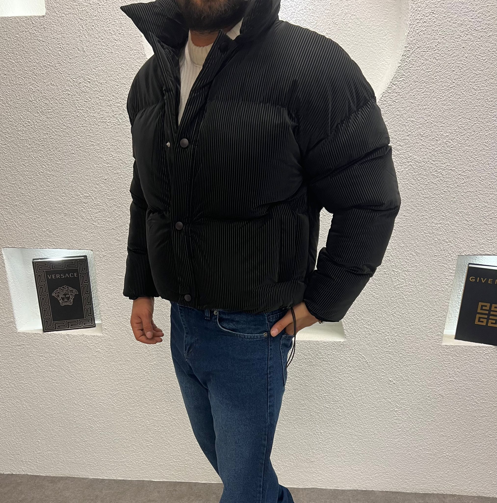 Şişme Desenli Crop Erkek Mont 