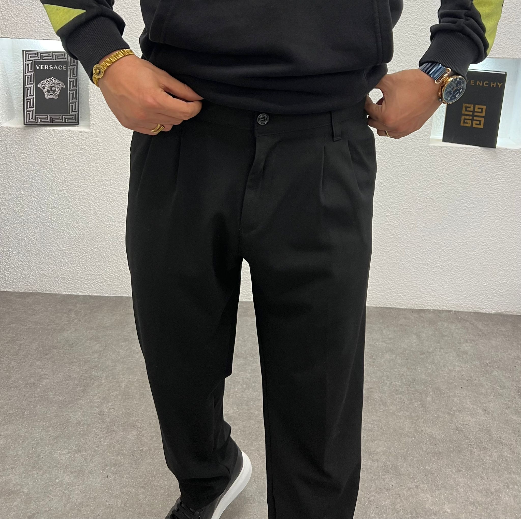 Baggy Kalıp Kumaş Kışlık Pantolon Siyah