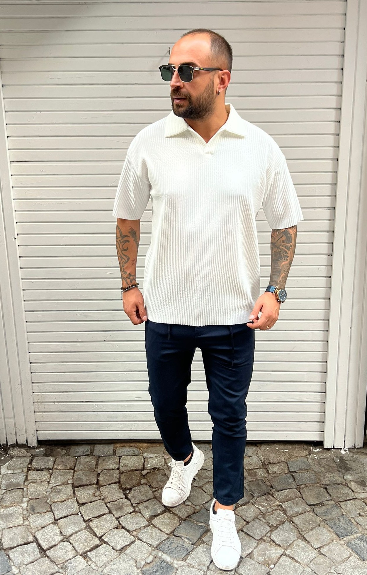 Polo Yaka Basic Fitilli T-shirt ( CHB 10004