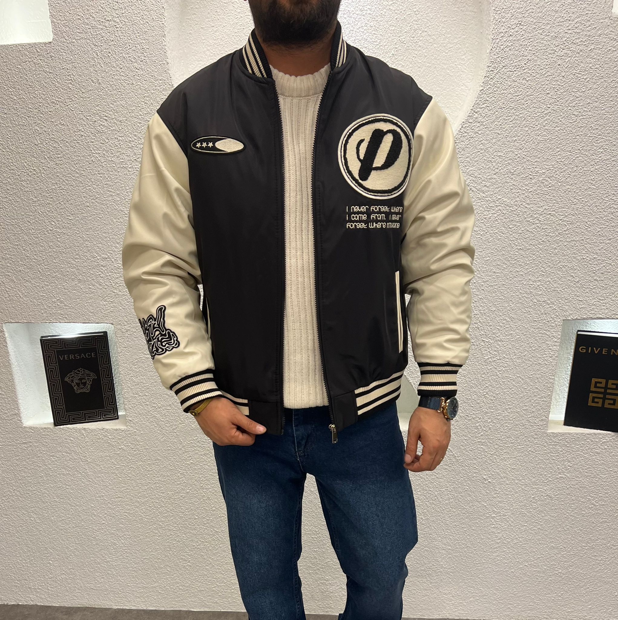 Baskılı Hakim Yaka Kalın Kolej Mont