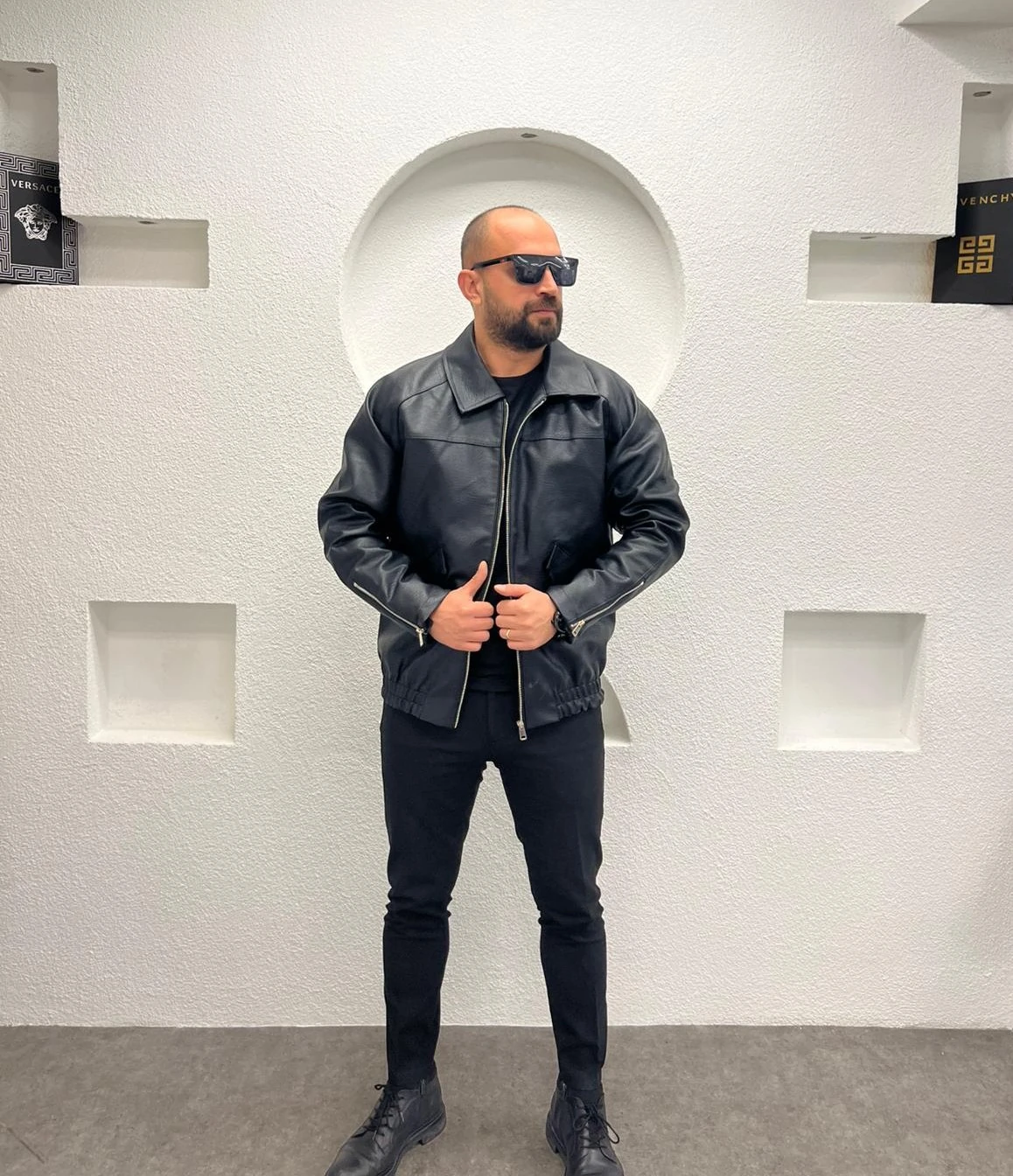 Oversize Deri Mont - Siyah 