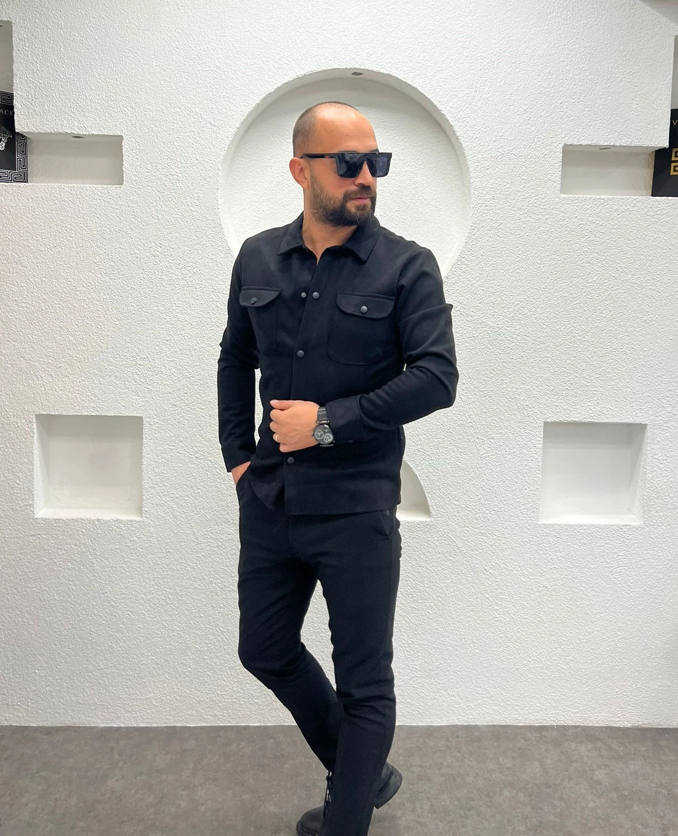 Nubuk Çift Cepli Erkek Siyah Gömlek - Ceket 