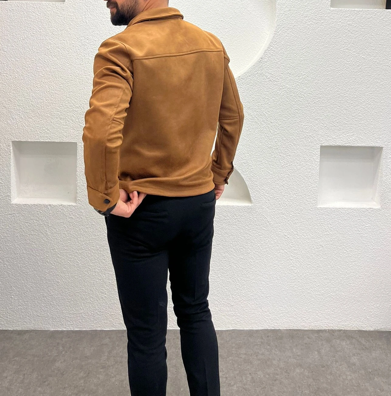 Nubuk Tek Kapama Cepli Erkek Taba Gömlek - Ceket