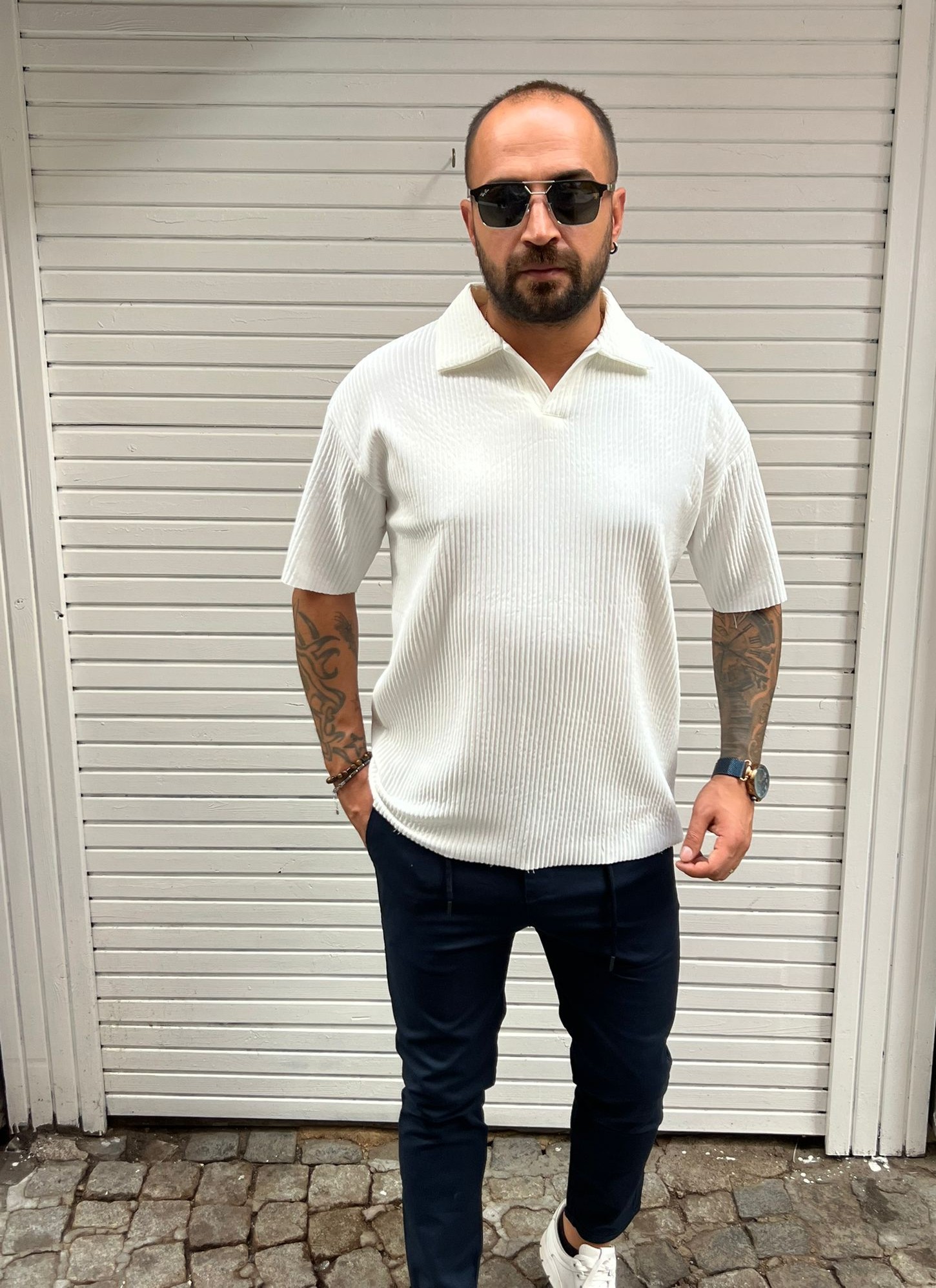 Polo Yaka Basic Fitilli T-shirt ( CHB 10004