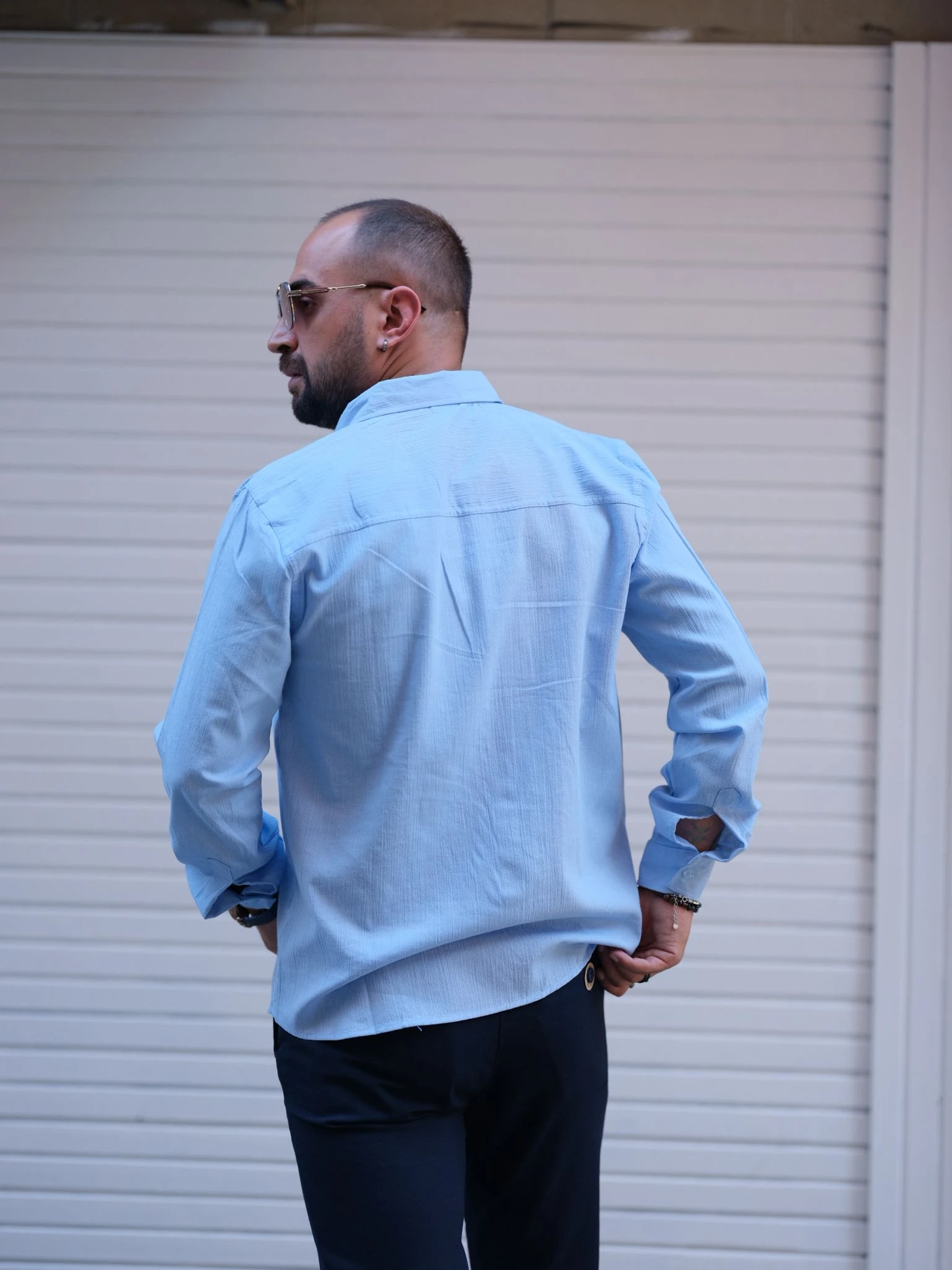 Slim Fit Buz Mavi Uzun Kol Gömlek (CHB 10005