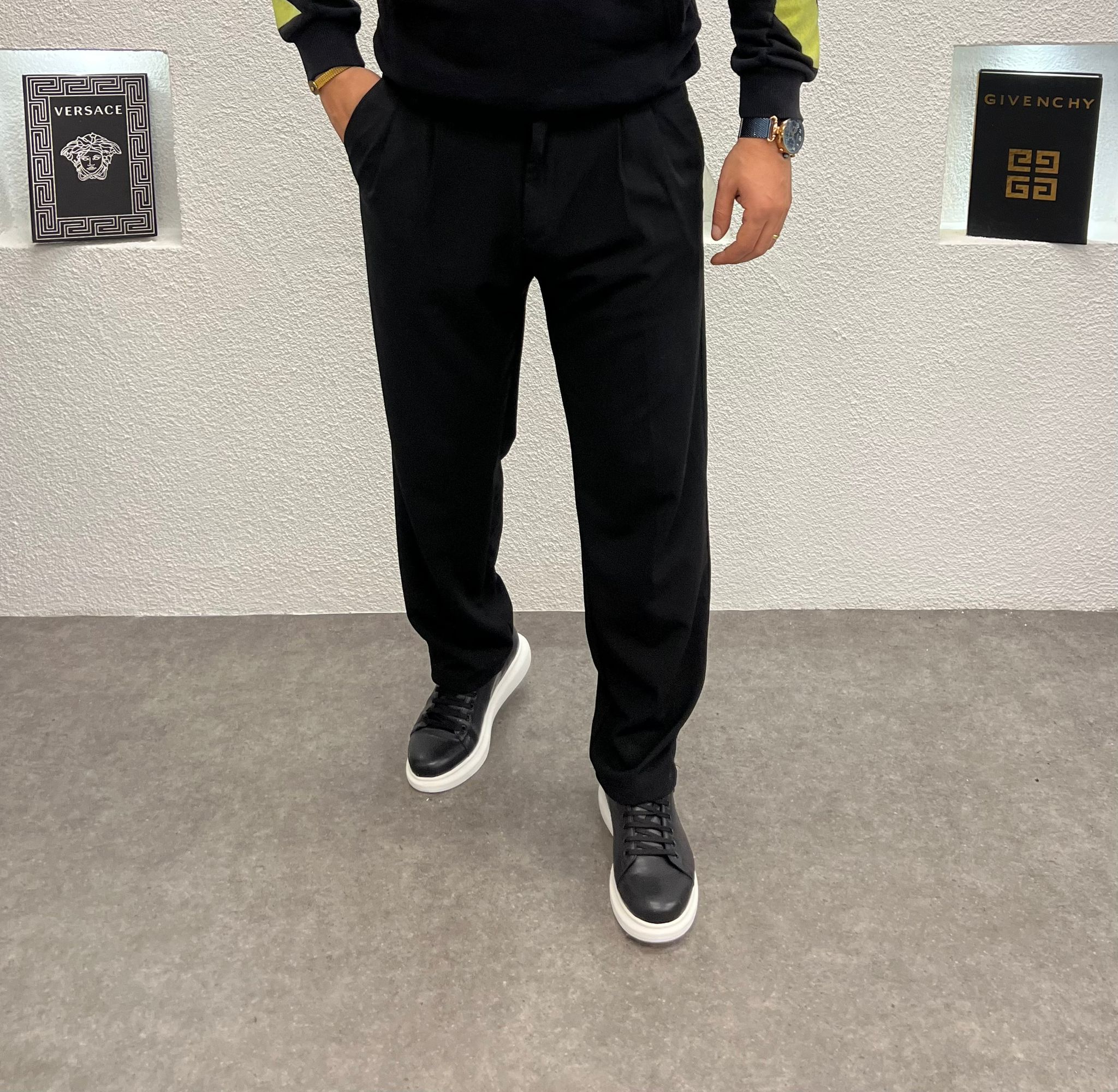 Baggy Kalıp Kumaş Kışlık Pantolon Siyah