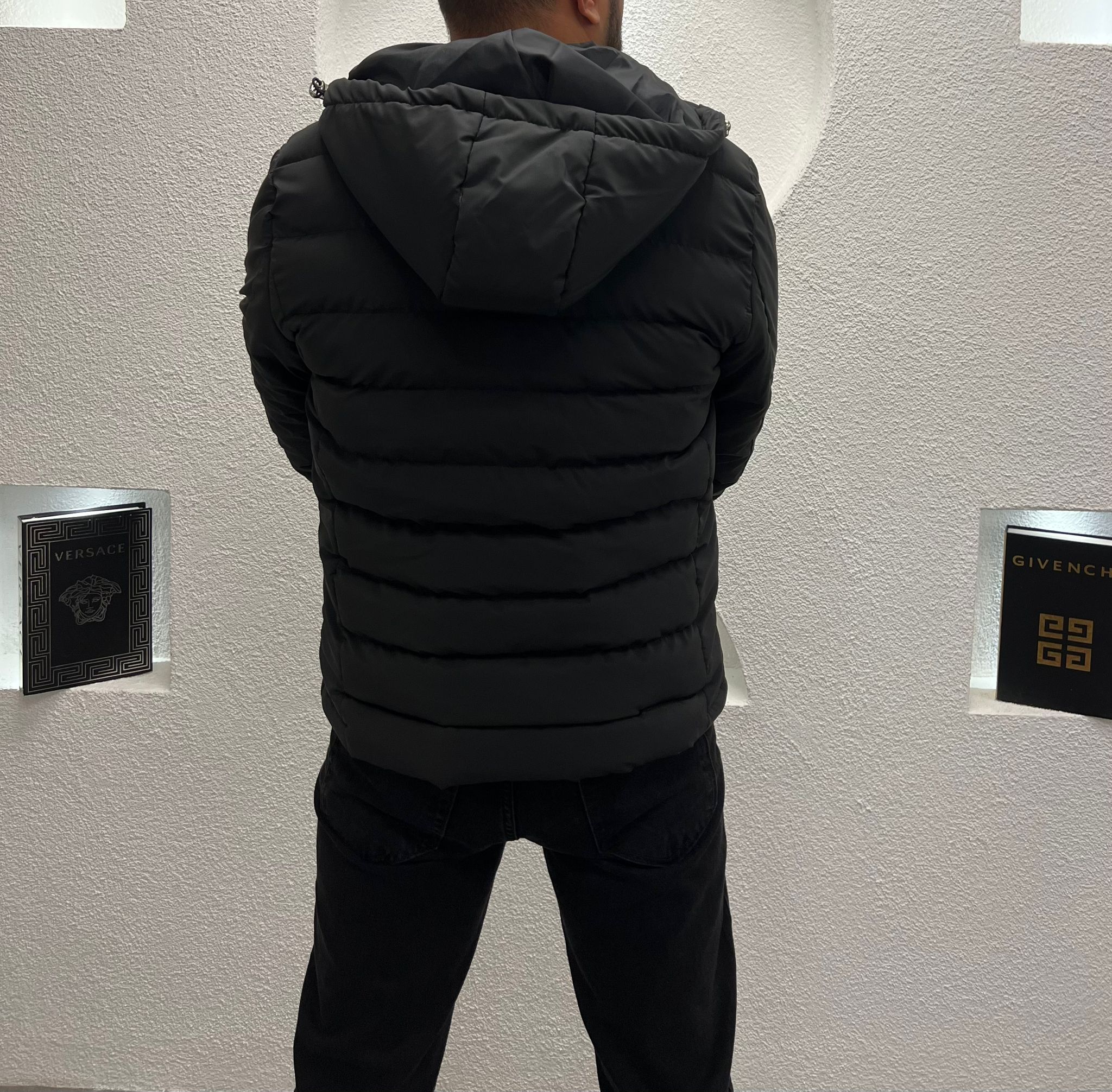 Kapüşonlu Erkek Şişme Mont Siyah