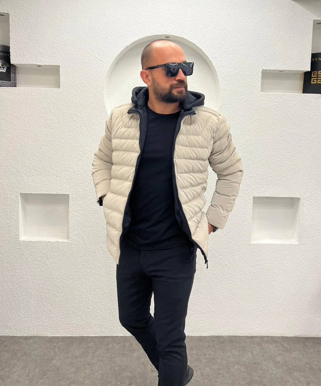 Su Ve Rüzgar Geçirmez Erkek Kapüşonlu Kışlık Şişme Mont