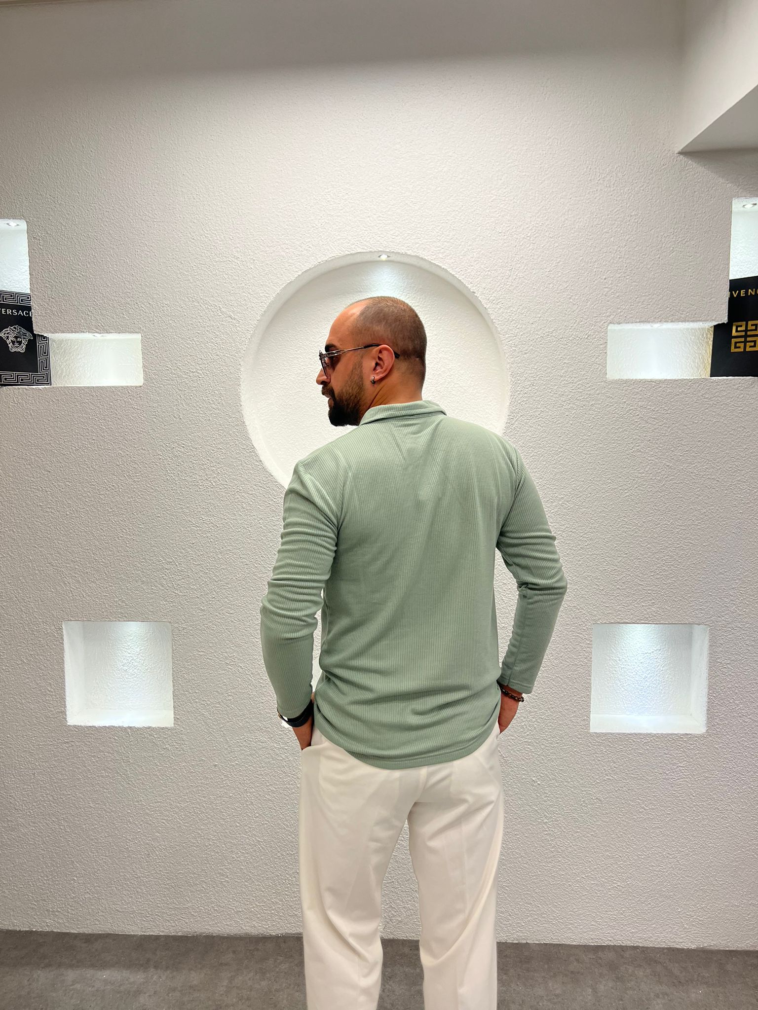 Fit Kalıp Uzun Kol Yarım Fermuarlı ince Likralı Kazak Body - Mint 