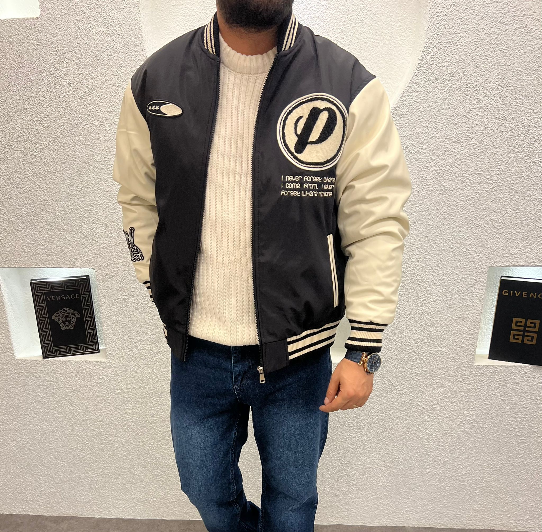 Baskılı Hakim Yaka Kalın Kolej Mont