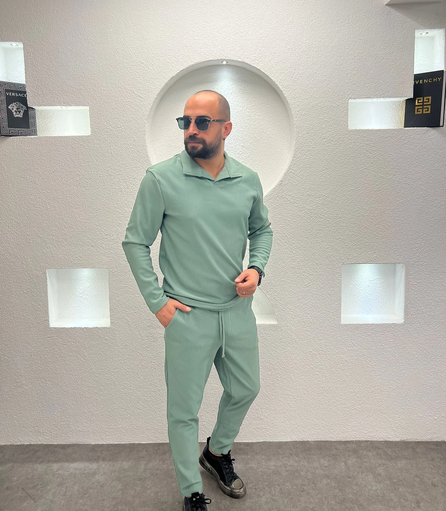 Slim Fit Polo Yaka Jogger Takım - Mint 