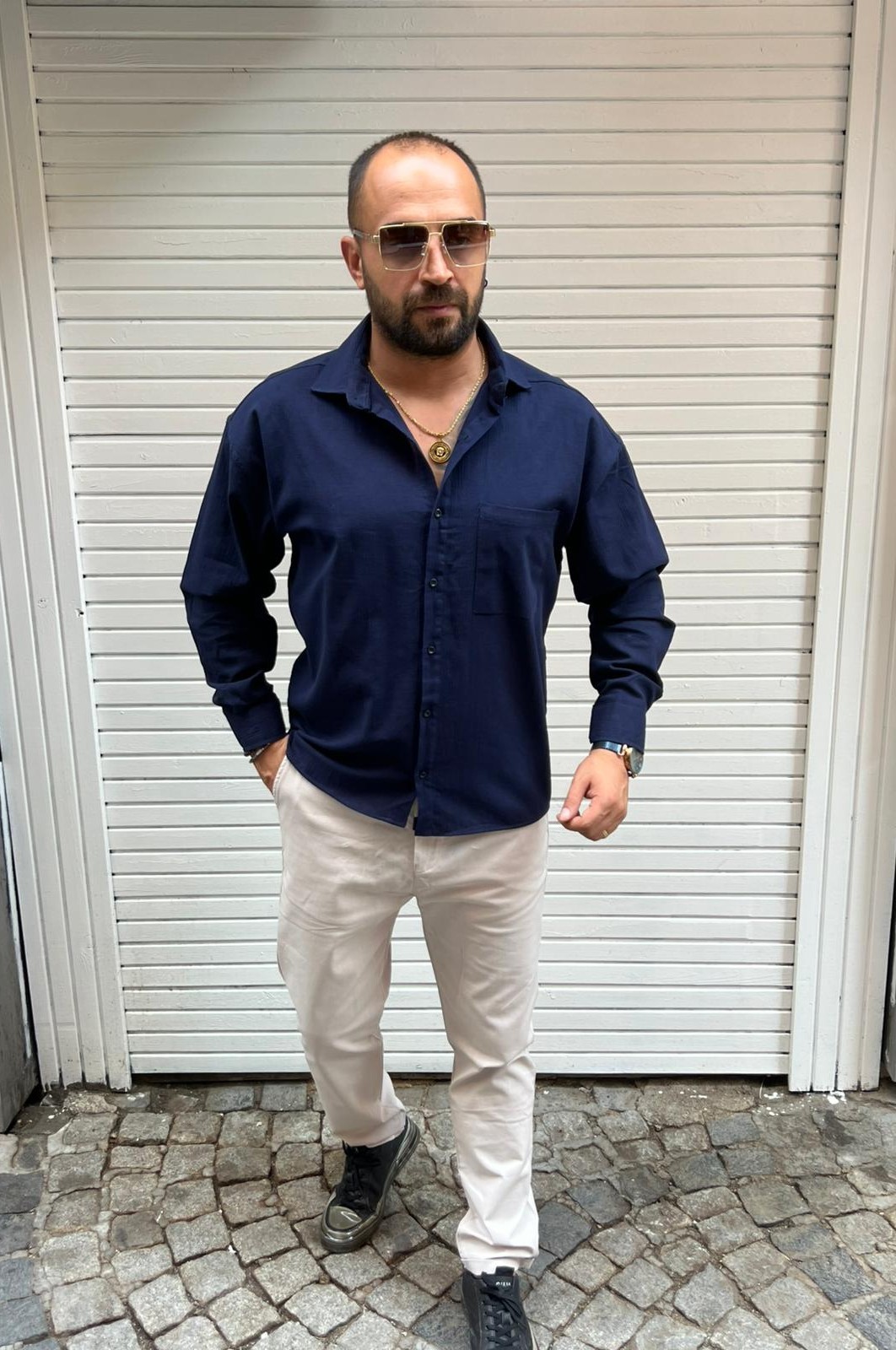 Oversize Cepli Keten Gömlek ( CHB 10005 )