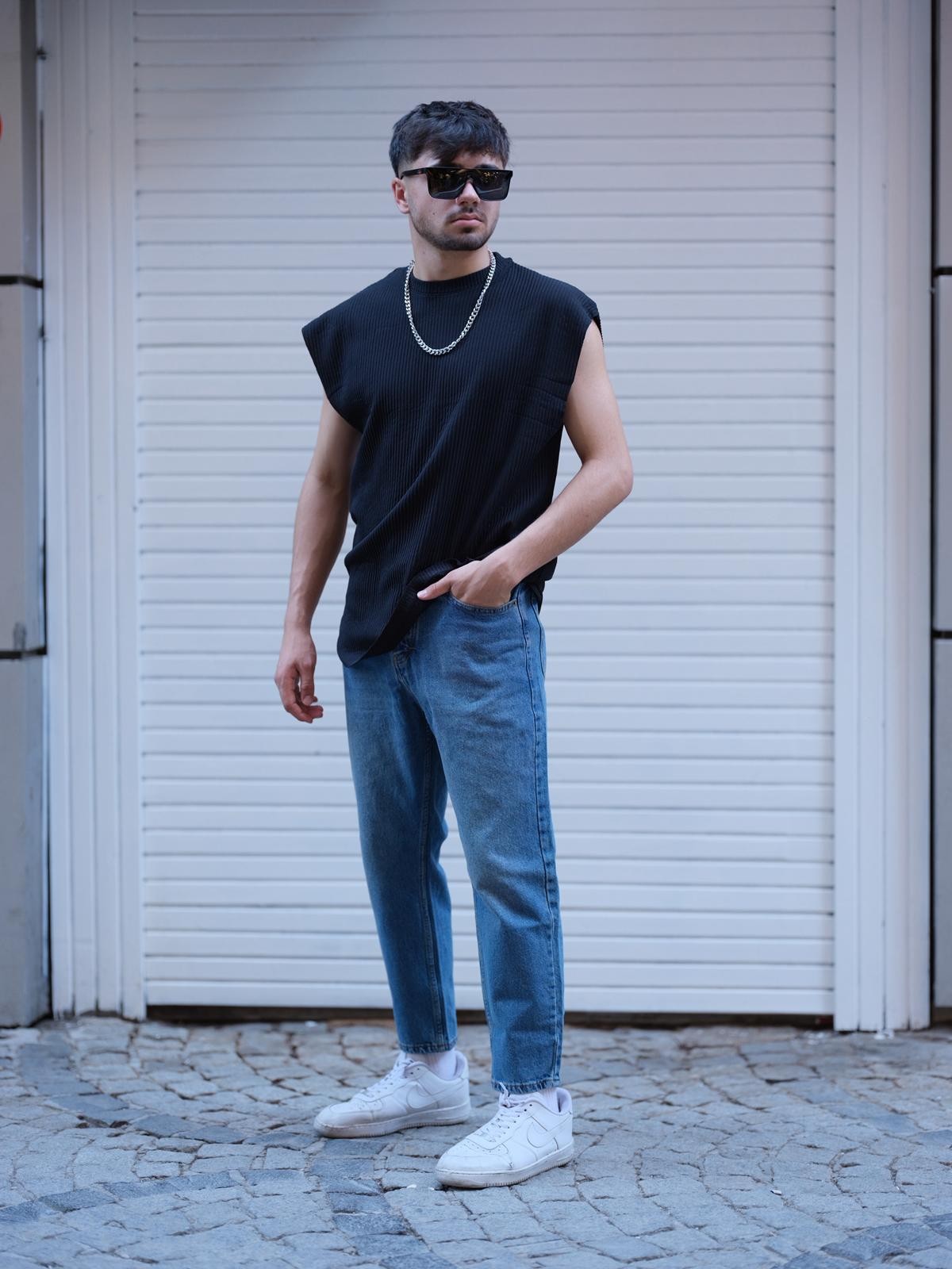 Sıfır Kol Fitilli T-shirt