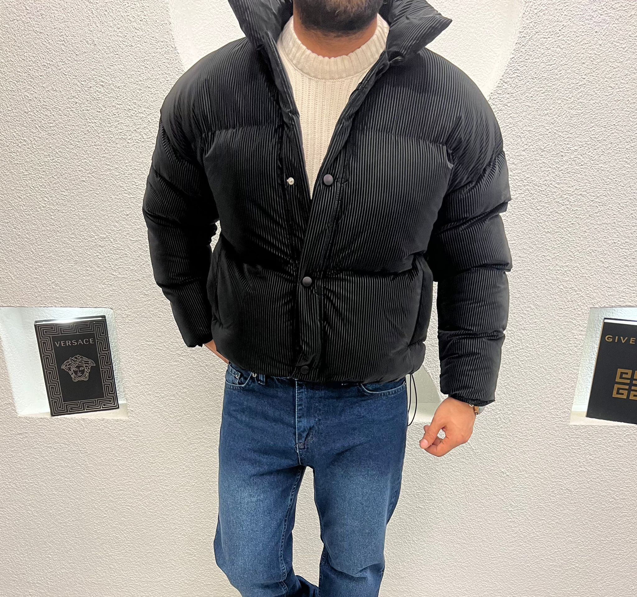 Şişme Desenli Crop Erkek Mont 