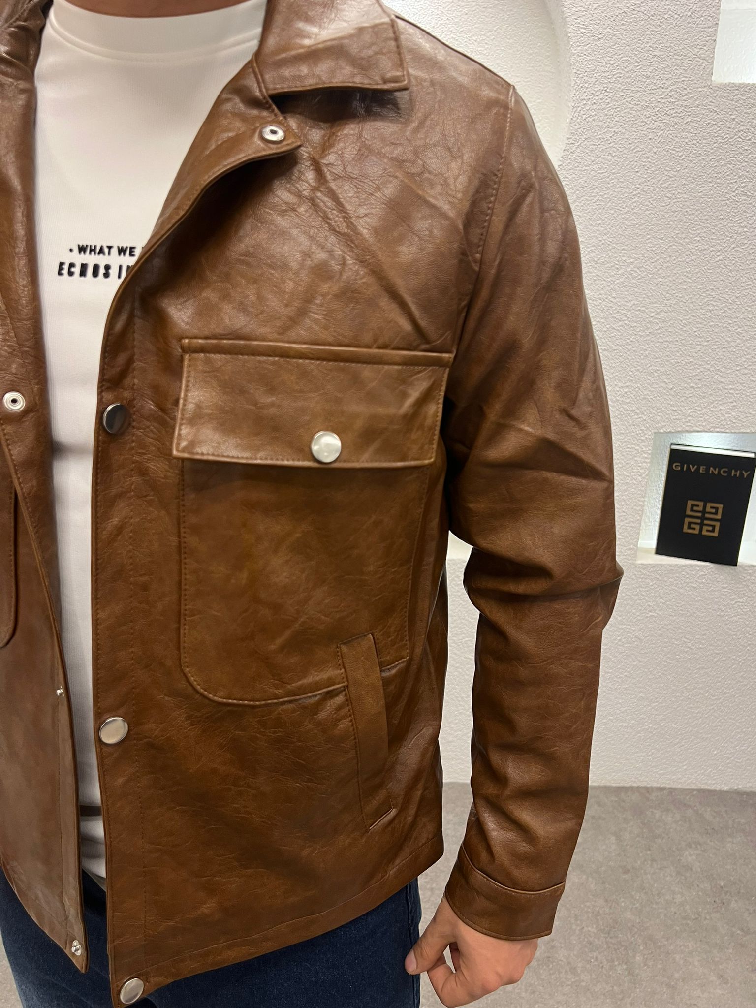 Erkek Premium Cep Detaylı Deri Ceket