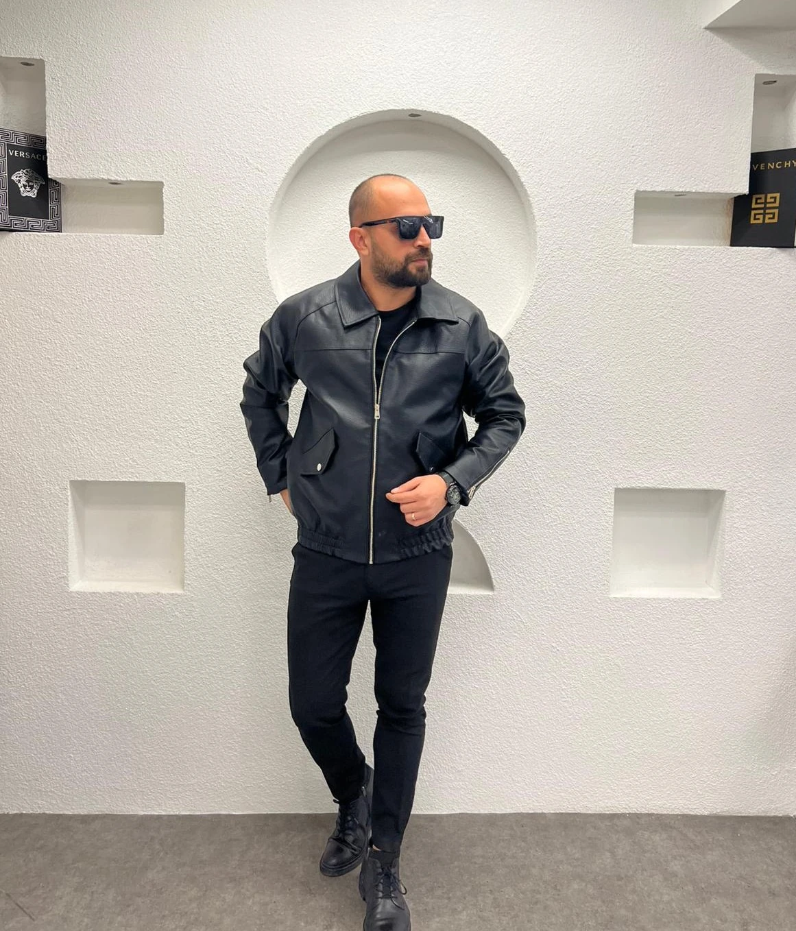 Oversize Deri Mont - Siyah 