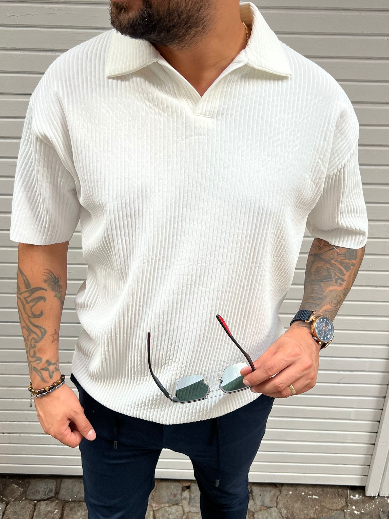 Polo Yaka Basic Fitilli T-shirt ( CHB 10004