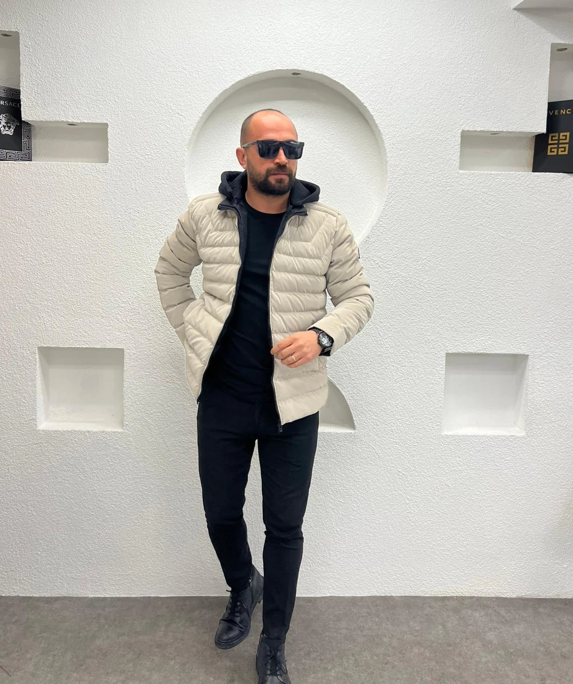 Su Ve Rüzgar Geçirmez Erkek Kapüşonlu Kışlık Şişme Mont