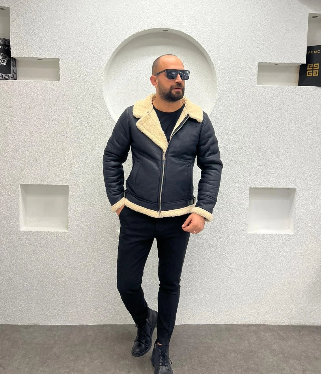 Erkek Napa Deri İçi Kürklü Fermuarlı Kışlık Mont