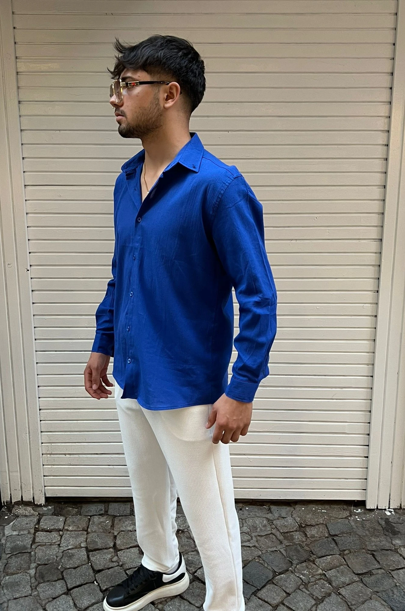 Slim Fit Mavi Uzun Kol Gömlek (CHB 10005 )