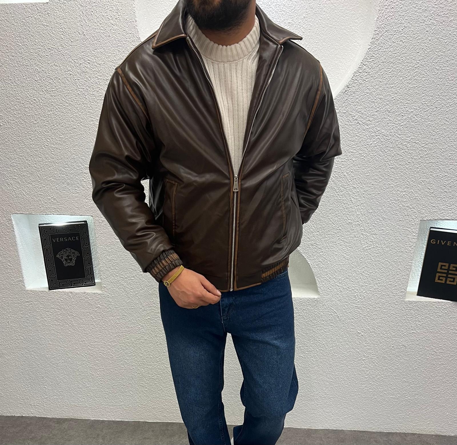 Yıkamalı Bomber Deri Ceket 