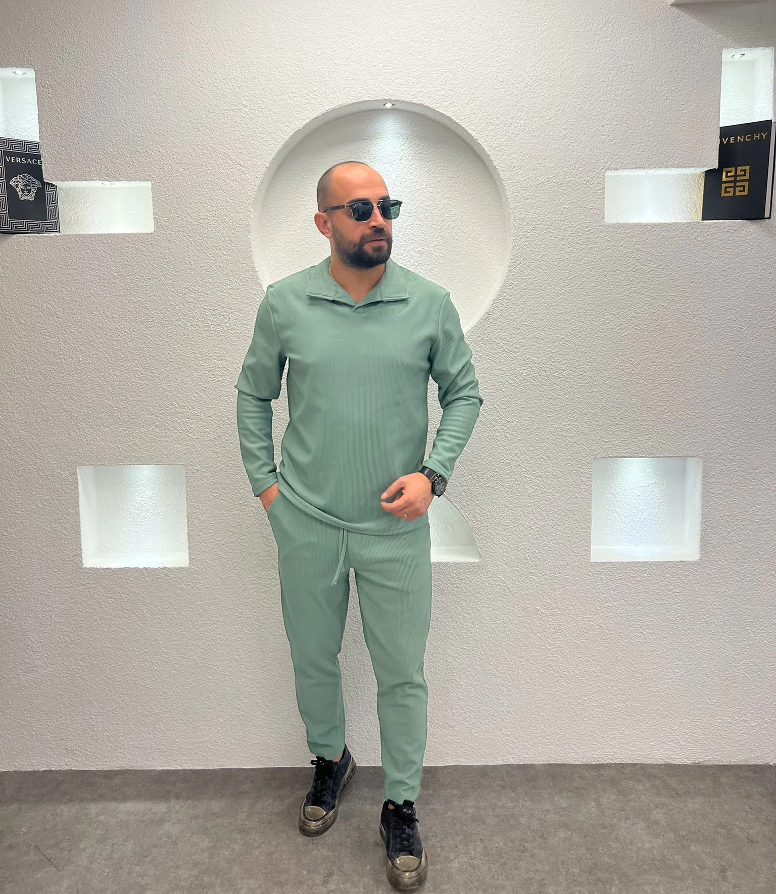 Slim Fit Polo Yaka Jogger Takım - Mint 