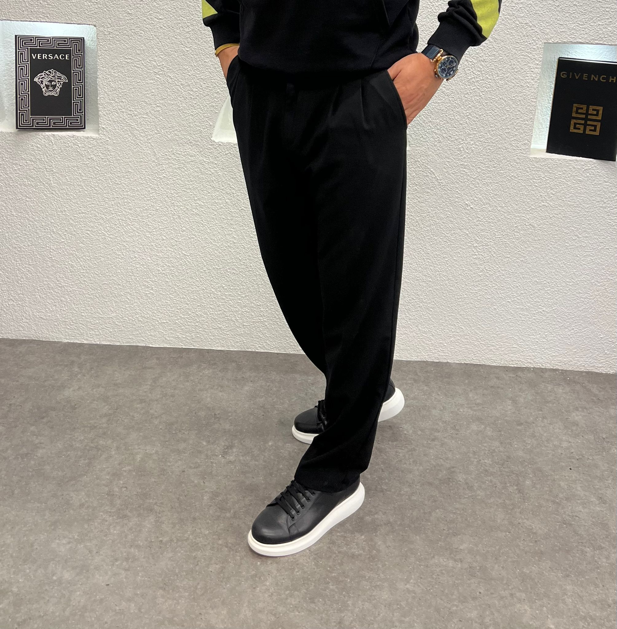 Baggy Kalıp Kumaş Kışlık Pantolon Siyah