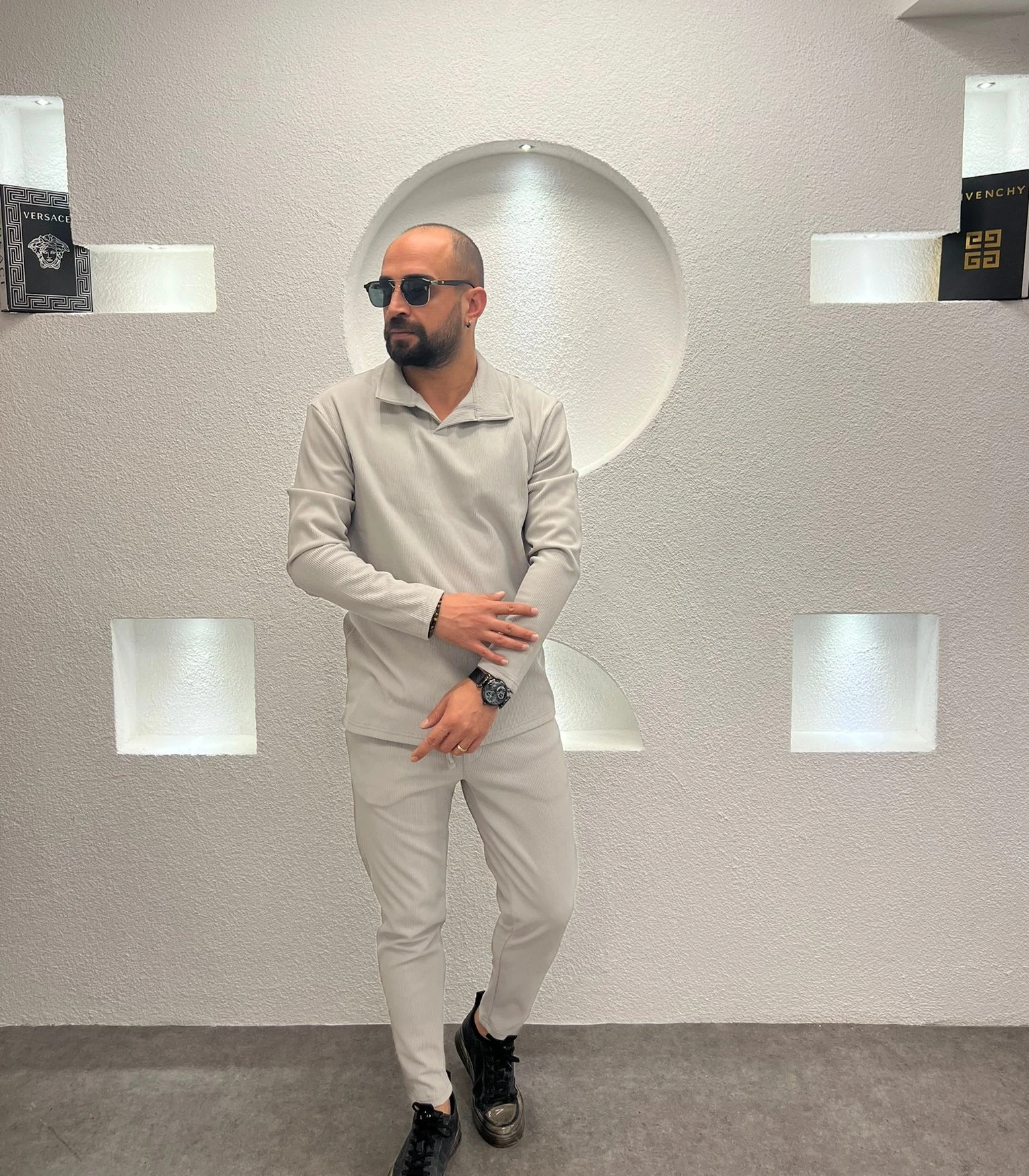 Slim Fit Polo Yaka Jogger Takım - Gri