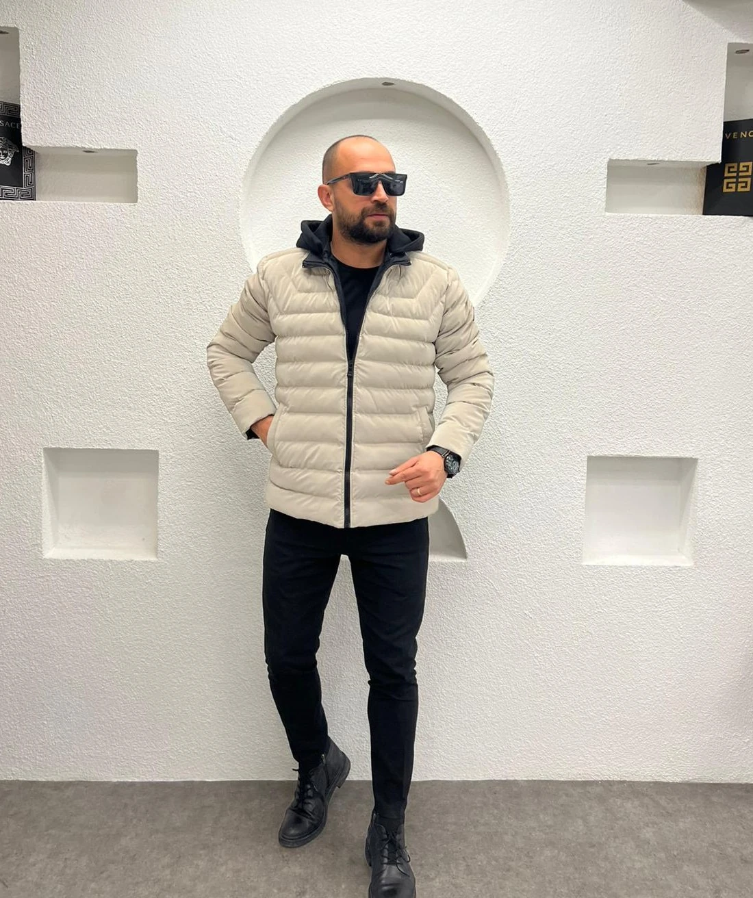 Su Ve Rüzgar Geçirmez Erkek Kapüşonlu Kışlık Şişme Mont