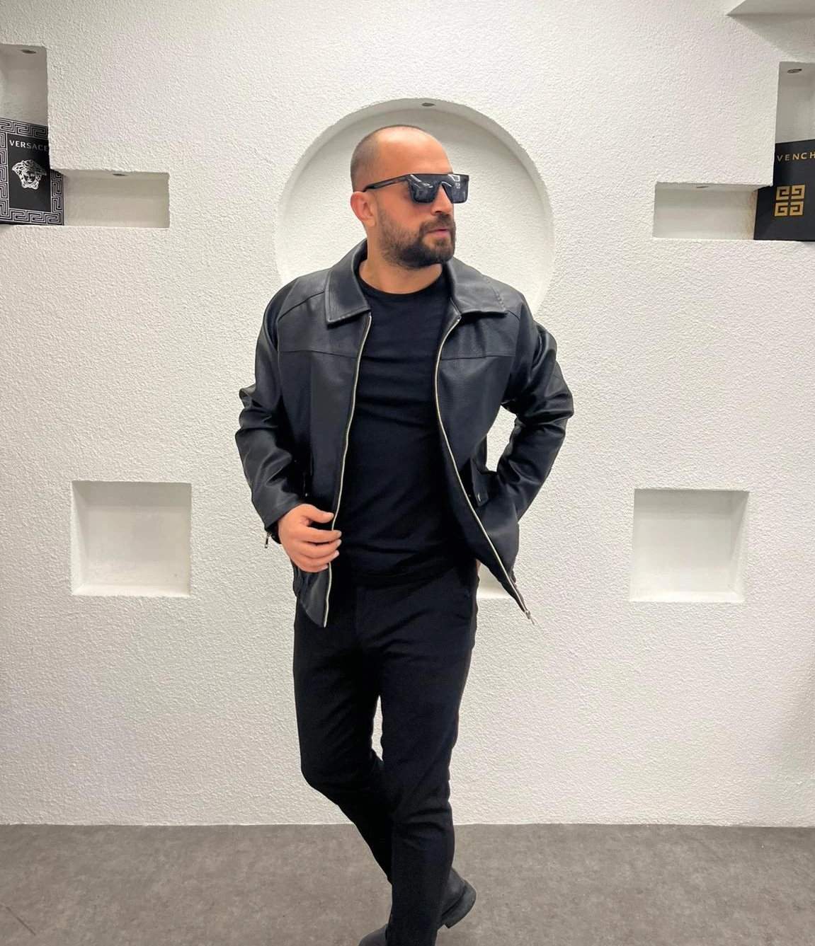 Oversize Deri Mont - Siyah 