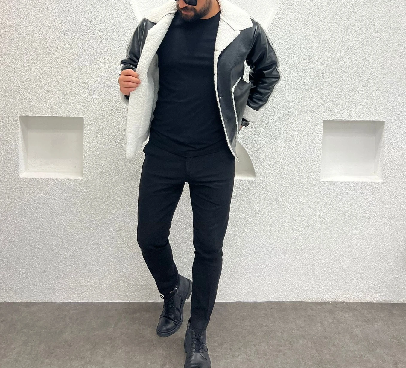 İçi Kürkli Oversize Deri Mont 