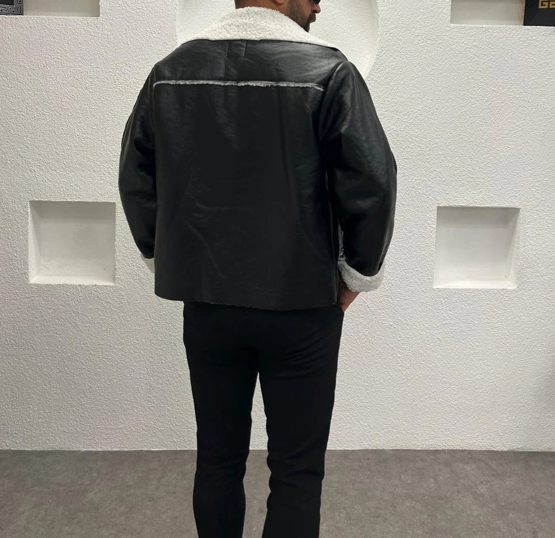 İçi Kürkli Oversize Deri Mont 