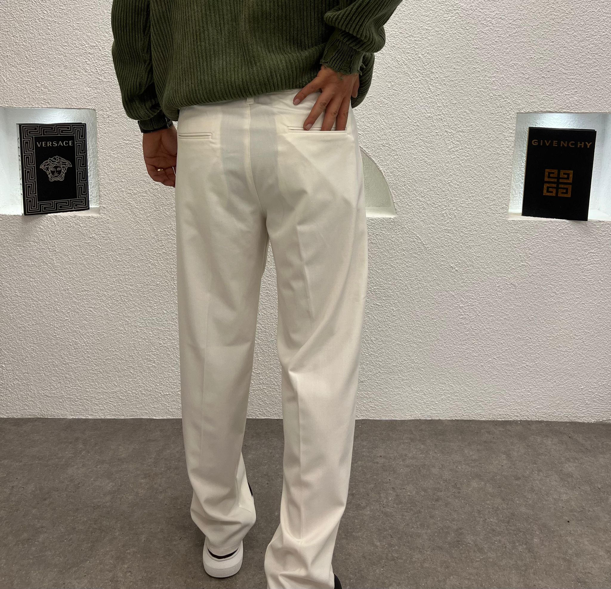 Baggy Kalıp Kışlık Kumaş Pantolon Beyaz 