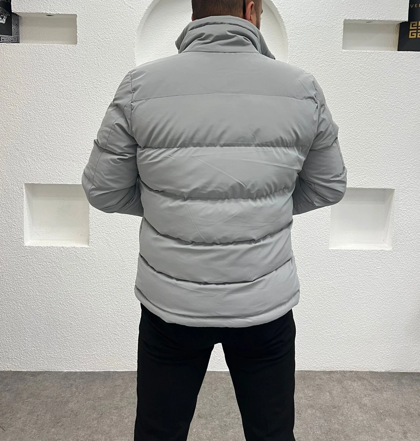 Dik Yaka Şişme Deri Mont 