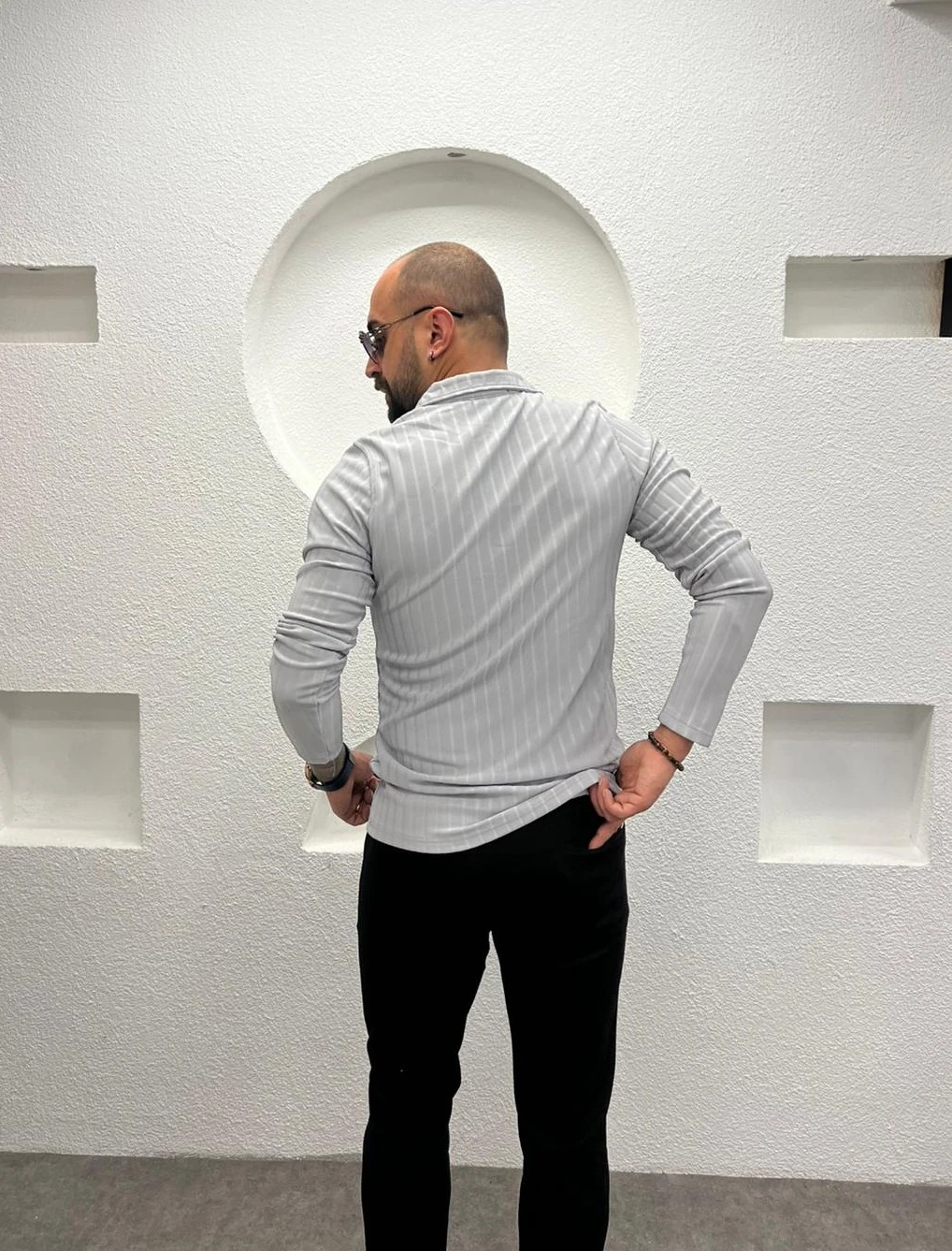 Polo Yaka Fermuarlı Erkek Sweatshirt - GRİ 