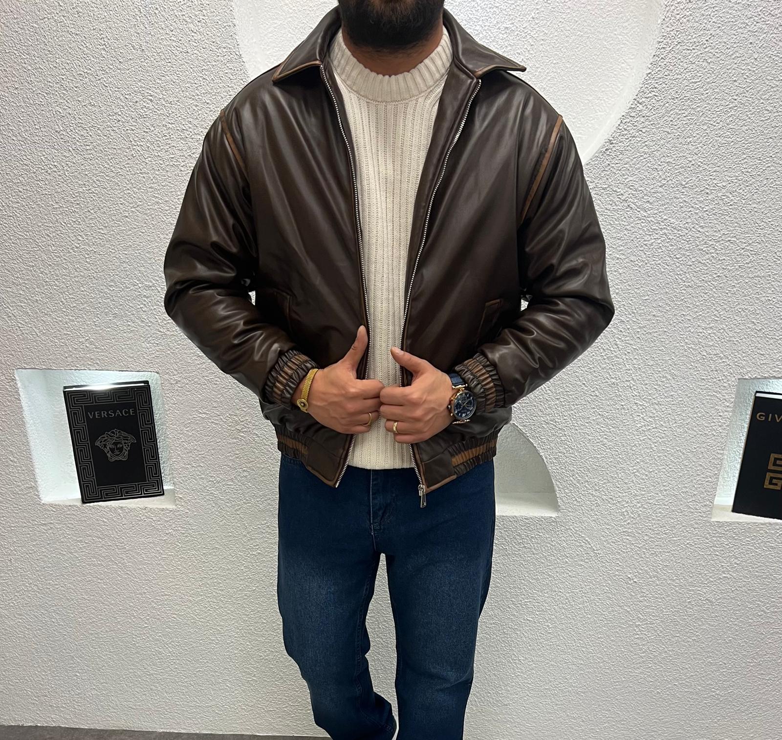 Yıkamalı Bomber Deri Ceket 