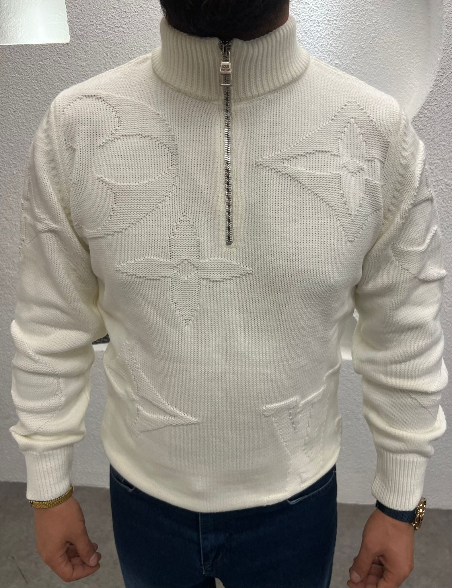 Yarım Fermuarlı Dik Yaka Desenli Kalın Kazak ( CB 2058 )