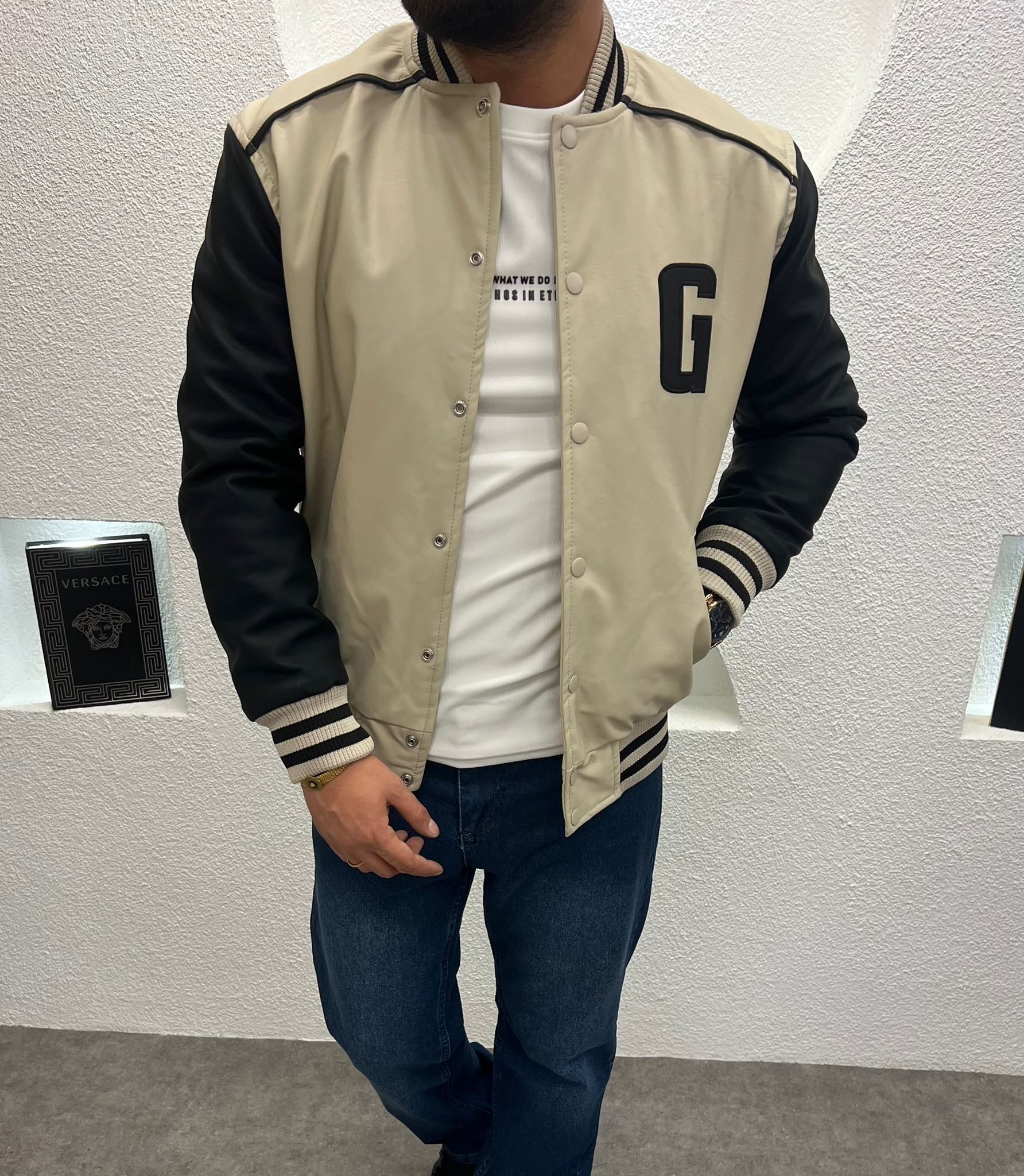 Baskılı Hakim Yaka Kalın Kolej Mont